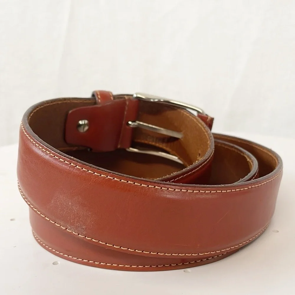 Antonio de Patrizi Genuine Leather Belt Made In Italy Brown Cognac‎ Sz 35 Mens